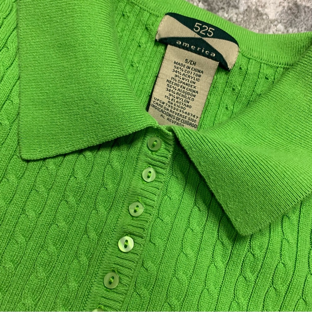 Key Lime Green Collared Sweater Shirt - Picture 7 of 7